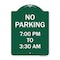 Signmission No Parking 7-00 Am to 3-30 Pm, Green & White Aluminum Architectural Sign, 18" x 24", GW-1824-23603 A-DES-GW-1824-23603 - alternate 1